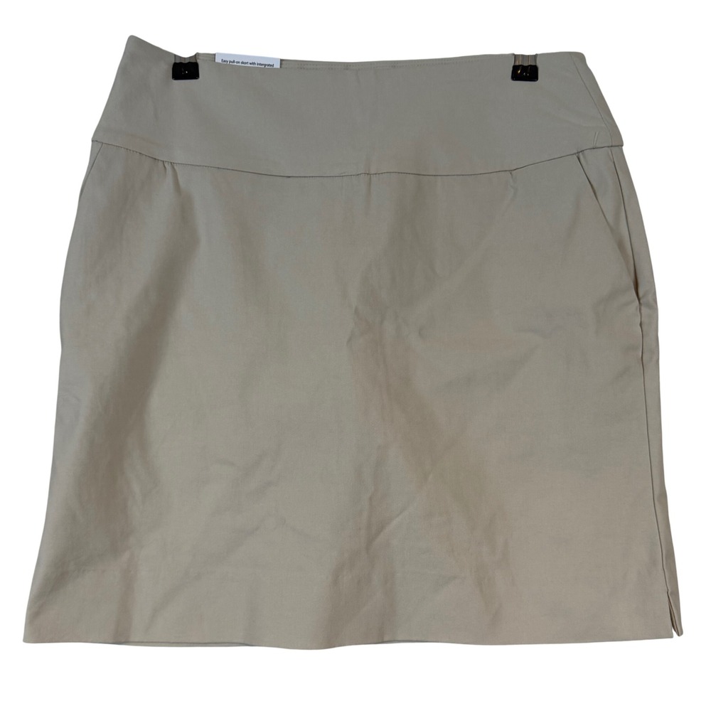 Up! Womens Tan Pull-on Skort 360 Tummy Control Integrated Shorts •XS• Golfcore